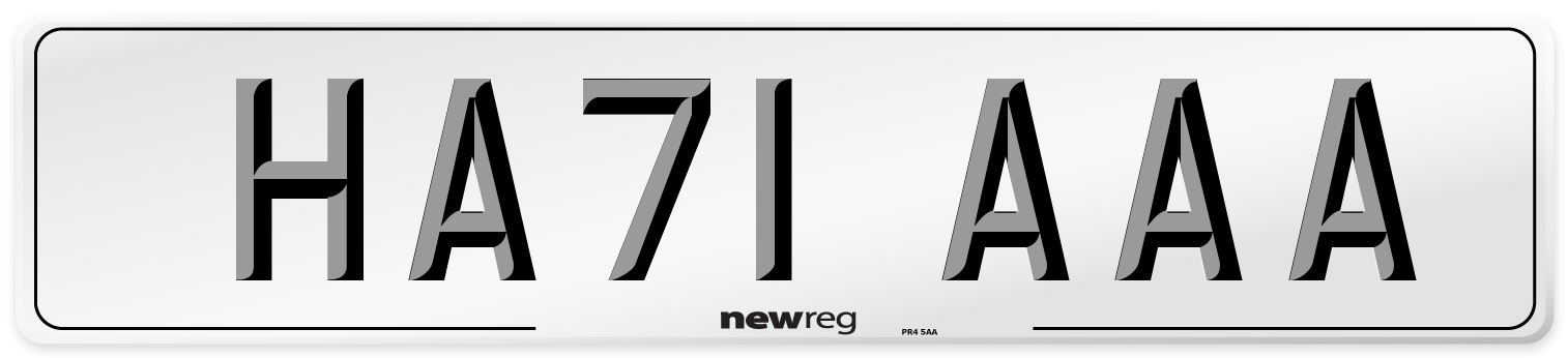 HA71 AAA Number Plate from New Reg